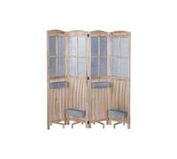 Paravent HWC-D26 en bois et métal 170x161x29 cm
