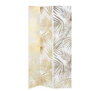 Paravent imprimé feuillage blanc et doré 121.5x180x2.5cm Blanc
