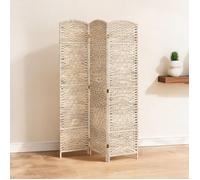 Paravent intérieur 3 panneaux pliable 135 x 180 cm en polypropylène tressé et cadre bois de pin
