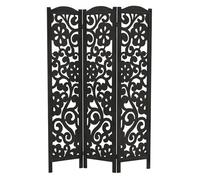 Paravent intérieur ajouré 3 panneaux - ML-Design - en bois de paulownia noir, pliable, 172 x 121 cm