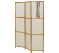 IDMarket – Paravent intérieur bois et tissu beige – G