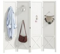 Paravent intérieur - HOMCOM - 4 panneaux - panneau perforé - pour salon, chambre maison - en bois - 152 x 144,5 cm - blanc