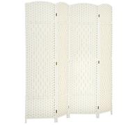 Paravent intérieur - HOMCOM - 4 panneaux - pliable - pour salon, chambre à coucher, maison - 180 x 180 cm - blanc