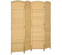 Paravent intérieur - HOMCOM - 4 panneaux - pliable - pour salon, chambre à coucher, maison - 180 x 180 cm - bois naturel