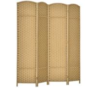 Paravent interieur - HOMCOM - en bois - 4 panneaux - 160 x 170 cm - pour salon, chambre à coucher - bois naturel