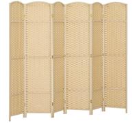 Paravent interieur - HOMCOM - en bois - 6 panneaux - 240 x 170 cm - pour salon, chambre à coucher - beige