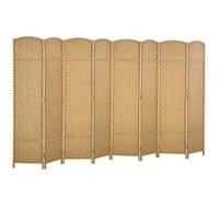 Paravent interieur - HOMCOM - en bois - 8 panneaux - 320 x 170 cm - pour salon, chambre à coucher - bois naturel