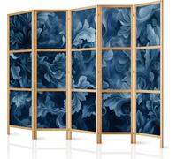 paravent japonais 5 pièces simple face - Abstract Ornaments - Dark Blue Victorian Leaves 225x172 cm Fleurs f-H-10010-bh-b