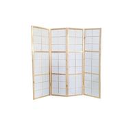 Paravent japonais bois naturel, séparateur de pièce 4 pans - Hauteur 175 cm x Longueur 176 cm - -