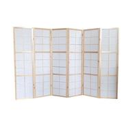 Paravent japonais bois naturel, séparateur de pièce 6 pans - Hauteur 175 cm x Longueur 264 cm
