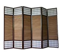 Paravent japonais en bois avec bambou de 6 Panneaux -PEGANE- Marron G