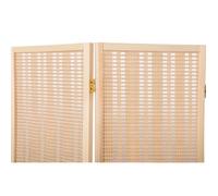 Paravent japonais en bois et bambou tressé de 4 pans, coloris naturel - Longueur 176 x Hauteur 175 x Profondeur 2 cm