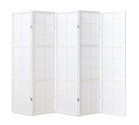 Paravent japonais grands carreaux bois blanc et papier de riz - 5 pans - Dim : H 178,6