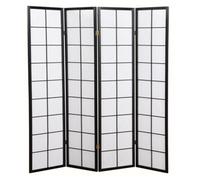Paravent japonais grands carreaux bois noir et papier de riz - 4 pans - Hauteur 178,6 x Longueur 174 cm