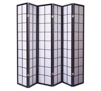 Paravent japonais grands carreaux bois noir et papier de riz - 6 pans - Hauteur 178,6 x Longueur 261 cm