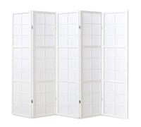 Paravent Japonais Shoji en Bois Blanc de 5 pans -PEGANE-