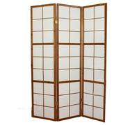 Paravent japonais Shoji en bois brun de 3 pans Longueur 132 x Hauteur 175 x Profondeur 2 cm