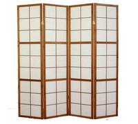 Paravent japonais Shoji en bois brun foncé de 4…