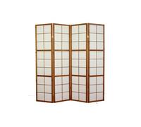 Paravent japonais Shoji en bois brun foncé de 4 pans --
