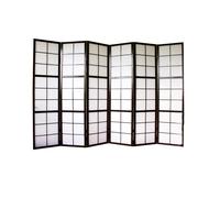 Paravent japonais Shoji en bois noir de 6 pans