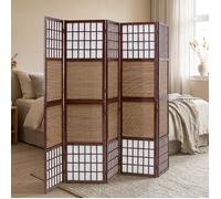 Homestyle4u Paravent Shoji 5 panneaux pliables bambou et papier de riz marron