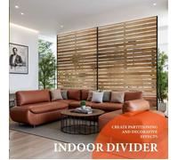 Paravent métallique autoportant pour jardin et balcon -résistant aux intempéries Bandes transversales en bois-183 x 120x40 cm