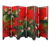 Paravent miniature - LA CHINEUSE - Fleurs de Lotus - Rouge/Noir - Bois & métal - 24x47 cm