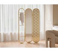Paravent miroir art déco en métal - 3 pans - L. 117 x H. 175cm - Doré - MAVICA