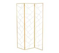 Paravent mosaïque - Paravent en métal doré - 170 x 120 cm - 3 pièces - Pliable - Design scandinave moderne géométrique - Séparateur de pièce décoratif