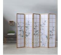 Paravent bois 5 pans bambou clair