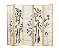 Paravent bois 5 pans bambou clair