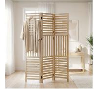 Paravent Naturelle Lattes en Bois | 3 panneaux | Bois | Séparateur de Pièce Cloison Écran d'Intimité
