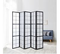 Paravent bois 5 pans noir