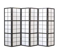 Homestyle4u 6 pan diviseur de pièce écran Pliant - Bois partition Shoji en Riz Noir Blanc