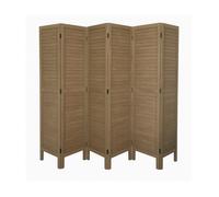 Paravent persienne de 6 pans en bois- Brun - H170 x L240 cm