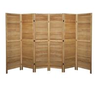 Paravent persienne de 6 pans en bois, coloris brun clair - Dim : H170 x L240cm