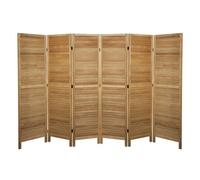 Paravent persienne de 6 pans en bois, coloris brun clair - Hauteur 170 x Longueur 240 cm
