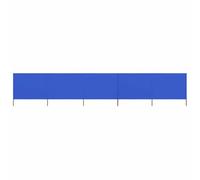 Paravent Pliable 5 Panneaux 600 cm x 120 cm, Textile Non tissé Bleu azuré avec poteaux en Bois, Contre Le Vent pour extérieur