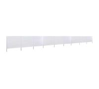 Paravent Pliable 9 Panneaux 1200 x 120 cm Blanc Sable | Textile non tissé, Poteaux en bois, Protection contre le vent, Usage extérieur