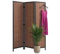 Paravent Relaxdays, 3 Panneaux, Pliant, H x L : 170 x 120 cm, Bambou, Salon, cloison intérieure, Marron