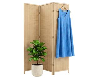 Paravent Relaxdays, 3 Panneaux, Pliant, H x L : 170 x 120 cm, Bambou, Salon, séparateur d'intérieur, Naturel