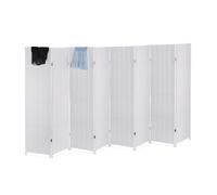 Paravent Relaxdays, H x L : 170 x 320 cm, paravent pliable, paravent à 8 panneaux, bois et corde en papier, blanc