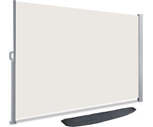 Paravent rétractable pour l'extérieur, dimensions 140 x 300 cm, couleur beige, avec housse de protection