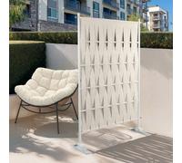 IDMarket - Paravent extérieur Claustra décoratif 80 x 150 cm Sangles Beige et métal Blanc