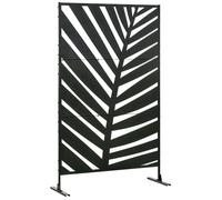 Outsunny Paravent séparateur de Jardin cloison de séparation 3 Panneaux décoratifs extérieur à Motif végétal en Acier - 122 x 45 x 198 cm Noir