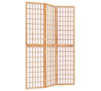 Paravent séparateur de pièce cloison pliable 3 panneaux x 120 x 170 cm bois de sapin marron et papier de riz DEC031175