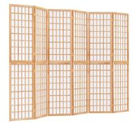 Paravent séparateur de pièce cloison pliable 6 panneaux 240 x 170 cm papier de riz et bois DEC031184