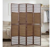 Homestyle4u Paravent 876 4 panneaux 2 m de hauteur Bois bambou Multicolore