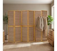 Homestyle4u Paravent 6 pans – Bambou marron, montants en bois, brise-vue