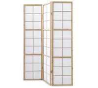 Paravent Shoji en 3 panneaux, couleur naturelle - Cloison et brise-vue en bois recouvert de papier de riz blanc